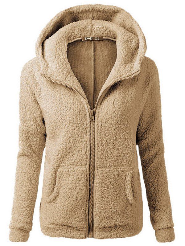 

SYWT 0110 Women Multicolor Solid Color Thicken Hoodie, Khaki
