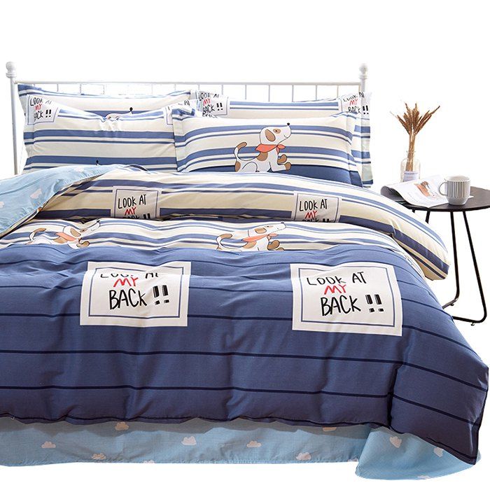 2019 Combed Cotton Four Piece Linen Quilt Cover Simple Fashion Style Combed Cotton Four Piece Linen Quilt Cover Simple Fashion Style 200 X 230 Cm Bed Sheet 245 Section Bouguer Double