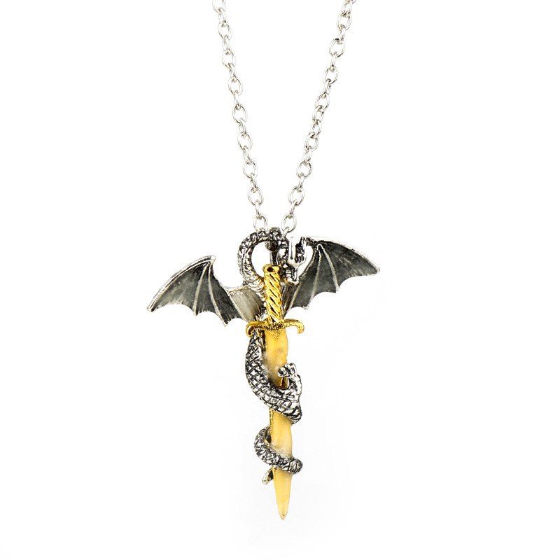 

Hipster Male Rock Fashion Golden Sword Luminous Necklace, Gold