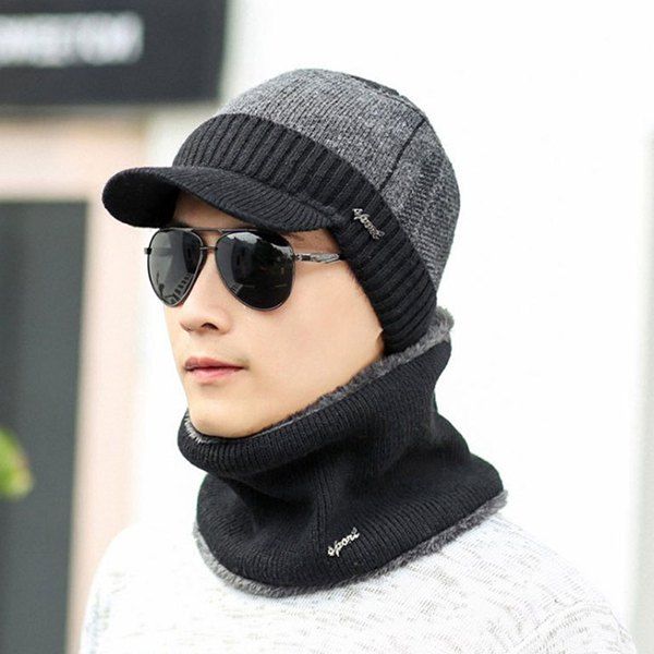 

Men Hat Suit Winter Youth Warm Wool Cotton, Black