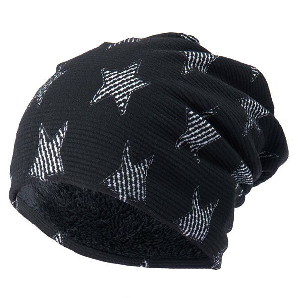 

Winter Warm Knit Thickening Velvet Cotton Wool Men Hat, Black