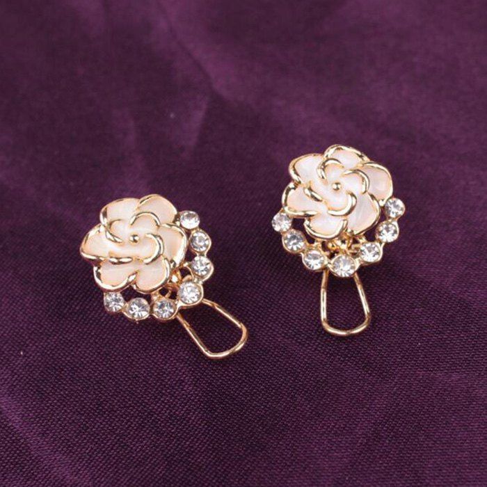 

Fashion Crystal Stud Peony Camellia Earrings, White