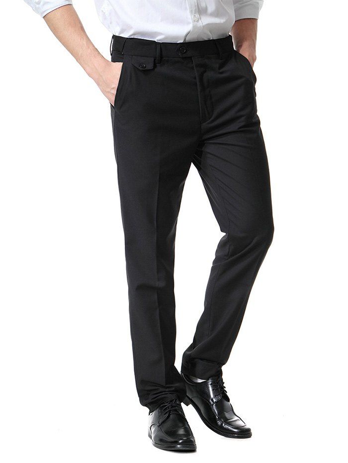 

Men Business Leisure Solid Straight-leg Suit Pants, Black