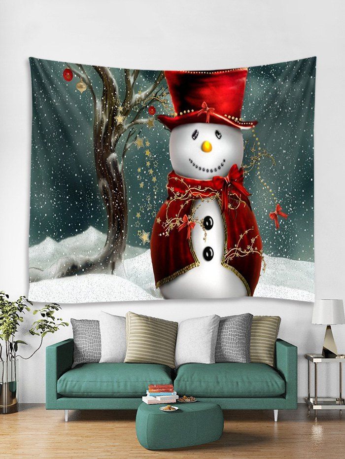 

Christmas Cloak Snowman Print Tapestry Wall Hanging Decoration, Multi