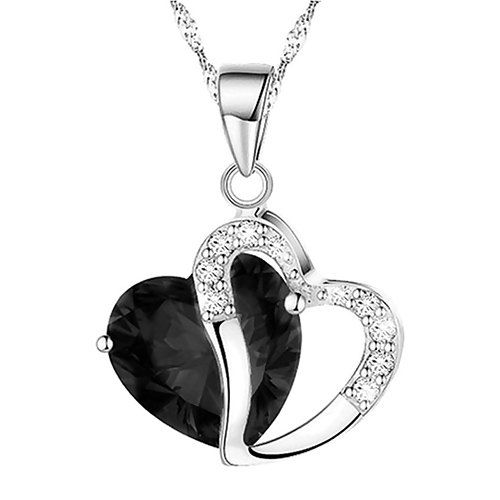 

Heart Shaped Artificial Crystal Clavicle Necklace, Black
