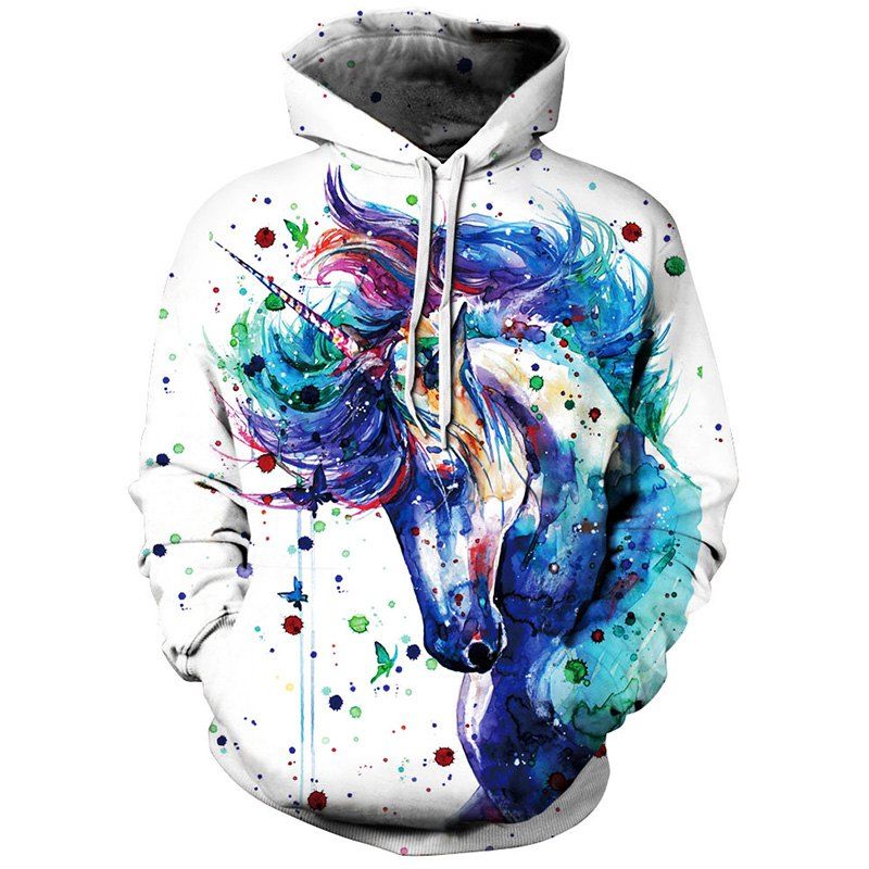 

Winter Men's Digital Print Long Sleeve Unicorn Sweatshirt, Multi