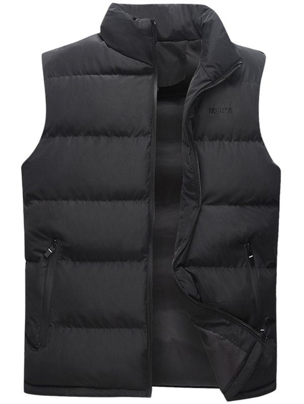

Autumn And Winter Men Vest Men Jacket Thick Vest Shoulder Youth Bread Vest Male, Black