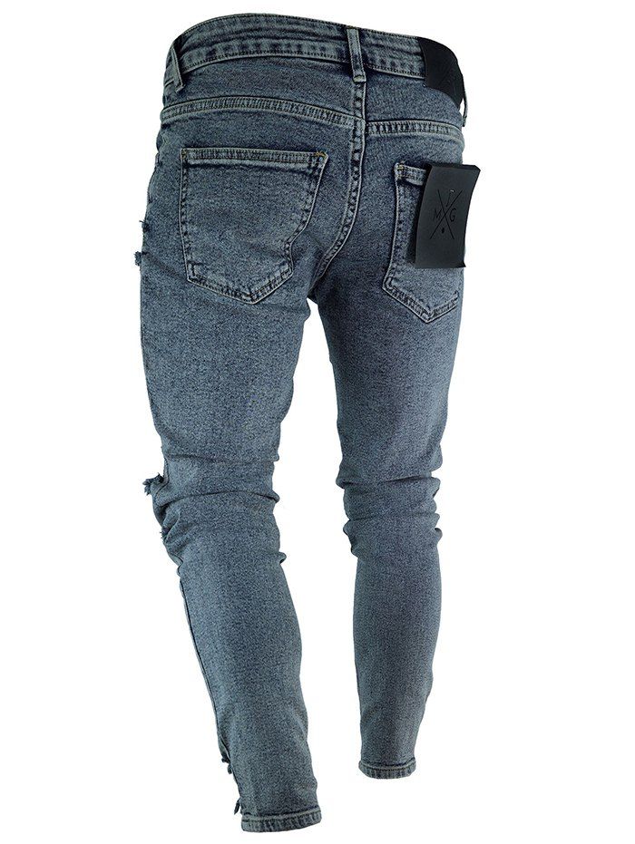 

Men Leisure Pants Comfortable Slim Hole Jeans, Gray