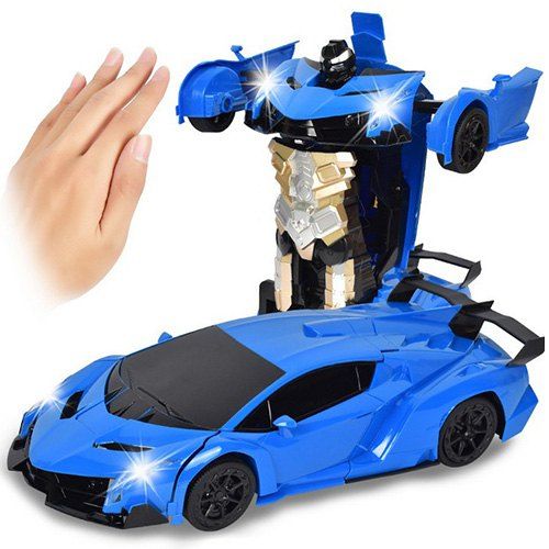 

Gesture Sensing Robot One Button Transformation Remote Control Car Toy, Ocean blue
