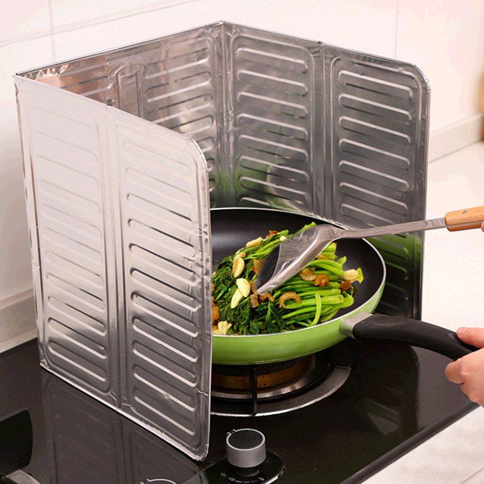 

Creative Kitchen Supplies Cooking Insulation Anti-splash Hot Baffle Oil Plate, Silver