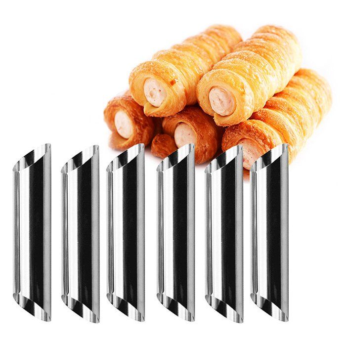 

Stainless Steel Screw Tube Spiral Croissant Bread DIY Baking Mold 12pcs, Silver