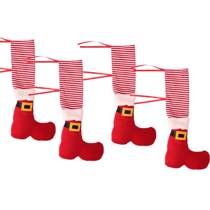 

Christmas Decoration Three-dimensional Cartoon Chair Foot Cover 4PCS, Red