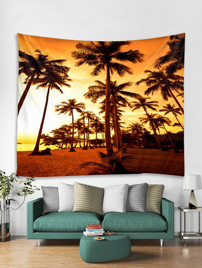 

Sunset Palm Forest Print Tapestry Wall Hanging Decoration, Multi