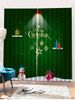 Rideaux de Fenêtre Joyeux Noël Motif de Bonhomme de Neige et de Cadeau 2 Pièces - Vert Forêt Moyen W30 x L65 inch x 2pcs
