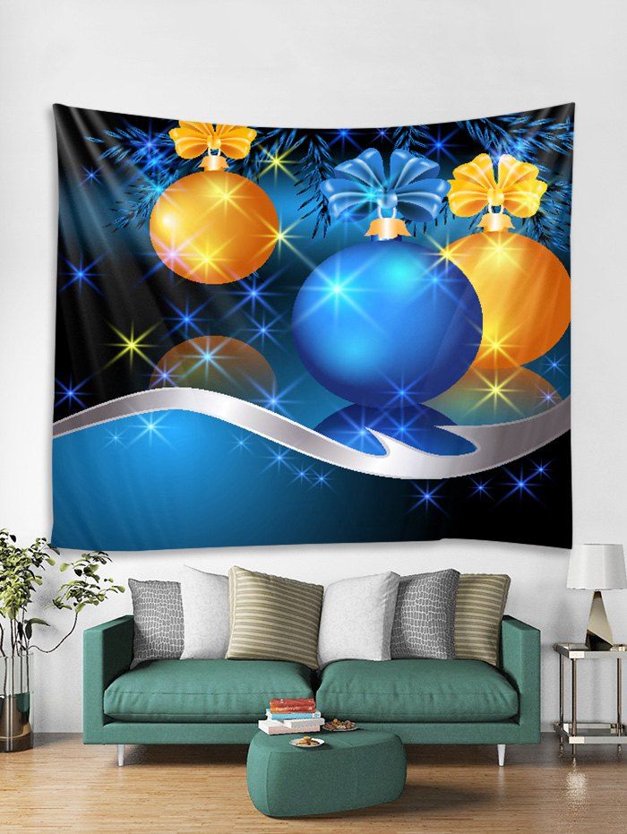 

Christmas Bowknot Balls Print Tapestry Wall Hanging Decoration, Multi