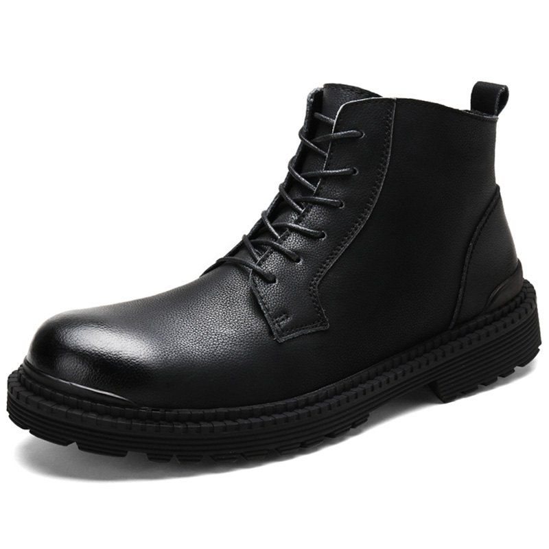 

Men Leisure High-top Boots Warm Comfortable Lace-up, Black