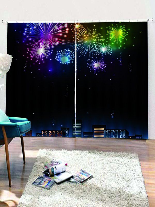 

2PCS Christmas Celebrate Pattern Window Curtains, Black