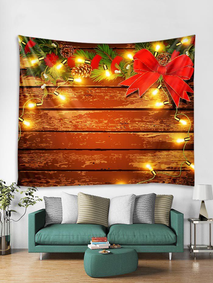 

Christmas Wooden Light Wall Tapestry Art Decoration, Papaya orange