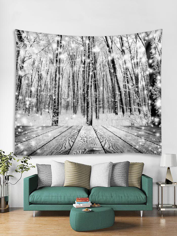 

Christmas Snow Wooden Tapestry Art Decoration, Taupe