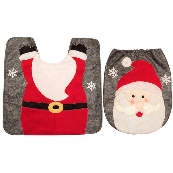 

Creative Christmas Decoration Toilet Mat Floor Mat for Bathroom, Red