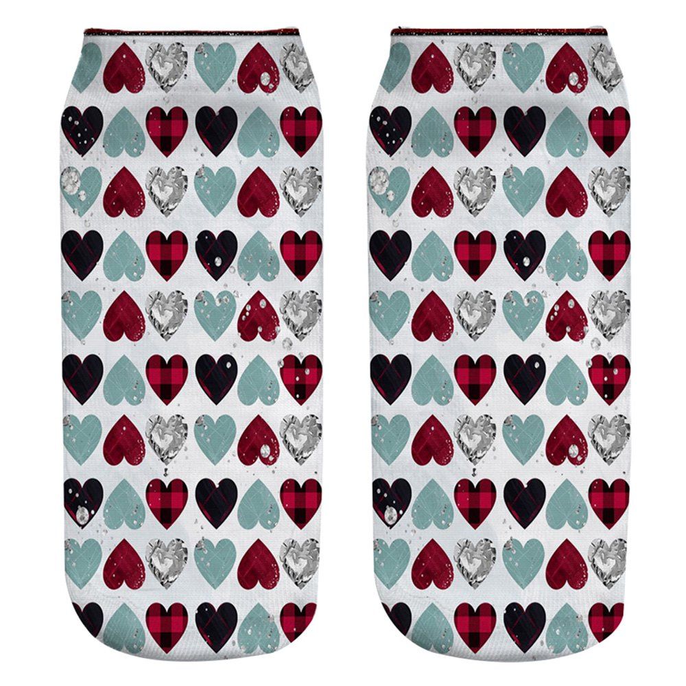 

7-YZ9431 3D Printed Polyester Socks Love Pattern, Multi-a