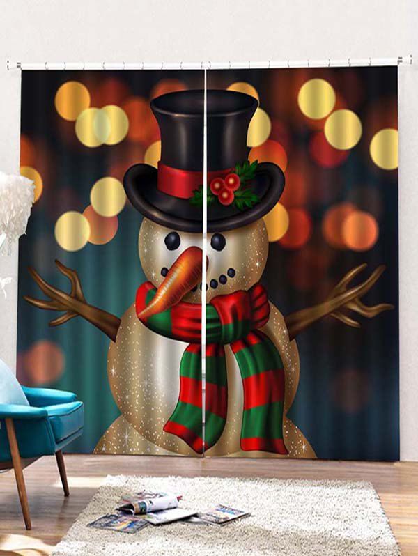 

2PCS Christmas Snowman Window Curtains, Black