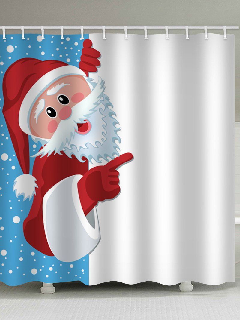 

Christmas Santa Claus Print Waterproof Bath Curtain, Multi