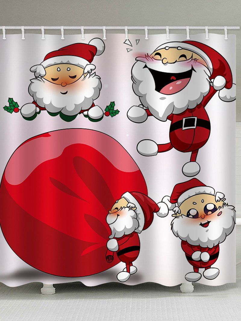 

Christmas Santa Claus Print Bathroom Waterproof Shower Curtain, Multi
