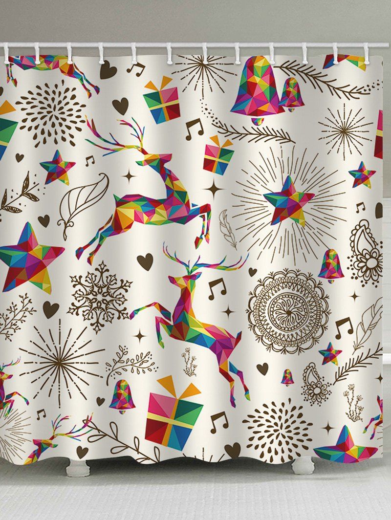 

Christmas Themed Print Waterproof Bathroom Shower Curtain, Multi