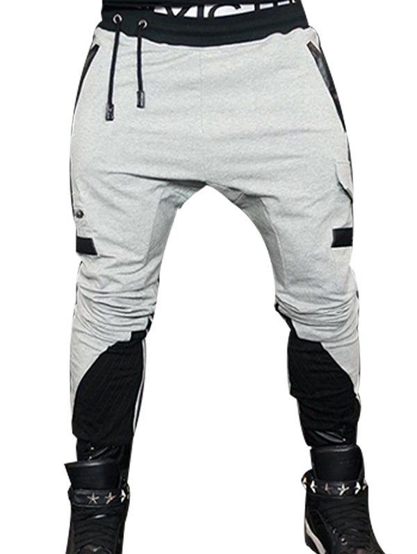 

Men's Casual Color Matching Pants, Platinum