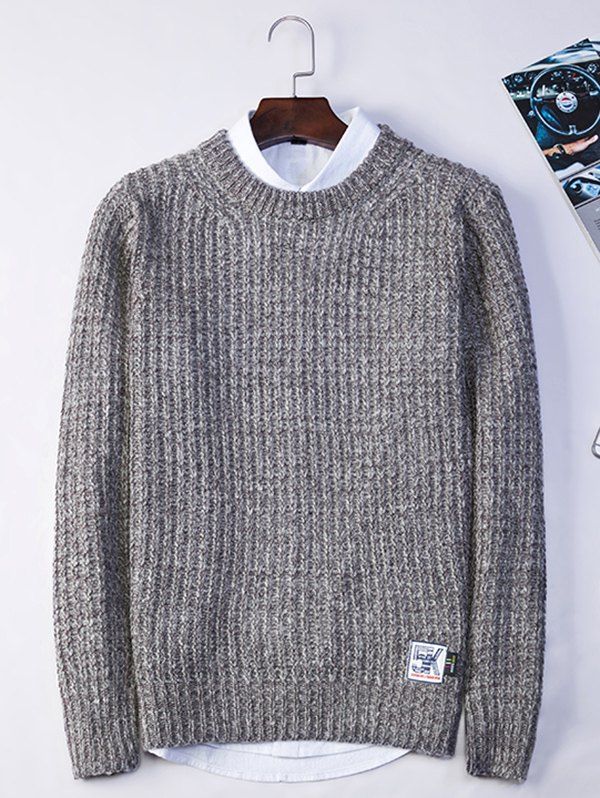 

Men's Sweater Round Neck Solid Color Thicken Youth, Light gray