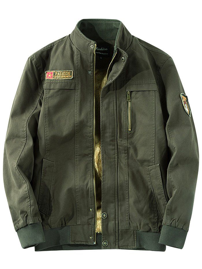 

Men's Jacket Washed Cotton Plus Velvet Thick Large Size, Army green