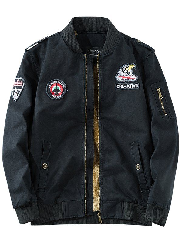 

Men's Jacket Plus Velvet Thickened Large Size Cotton, Black