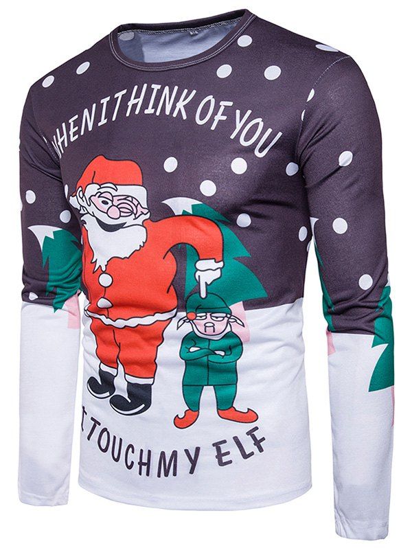 

Men's T-Shirt Christmas Pattern Warm Long Sleeve, White