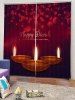 2PCS Christmas Candles Pattern Window Curtains -  