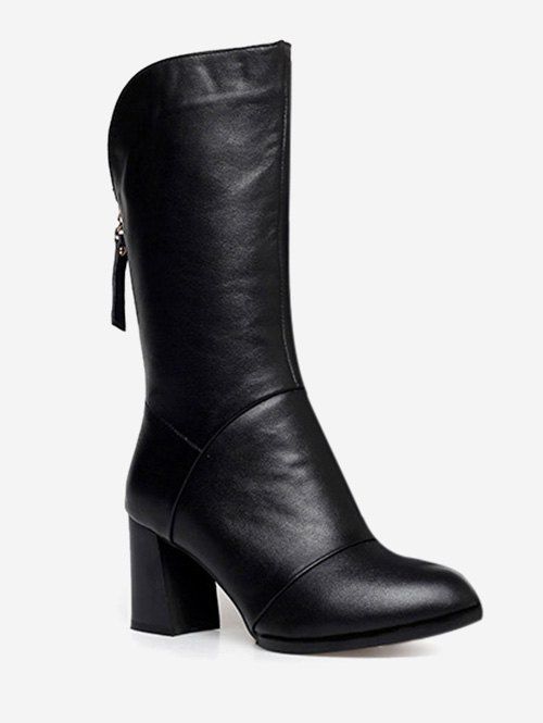 Risultati immagini per PU Leather Heeled Mid Calf Boots