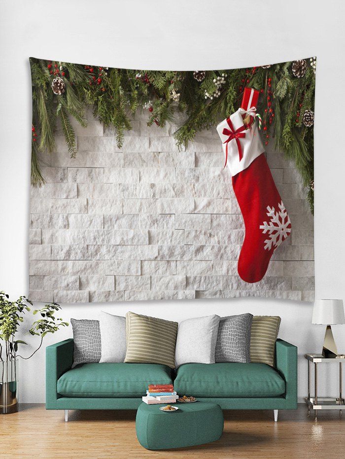 

Christmas Sock Print Tapestry Wall Hanging Decoration, Multi