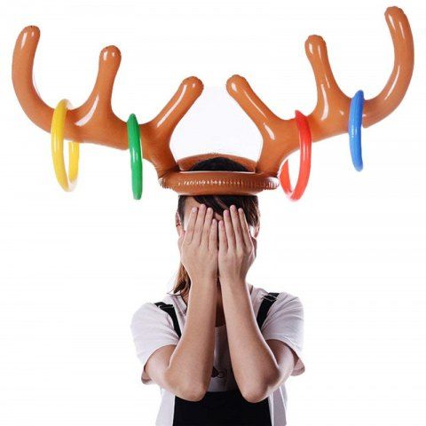  Christmas Inflatable Antler Hat Holiday Party Game Supplies Toys 