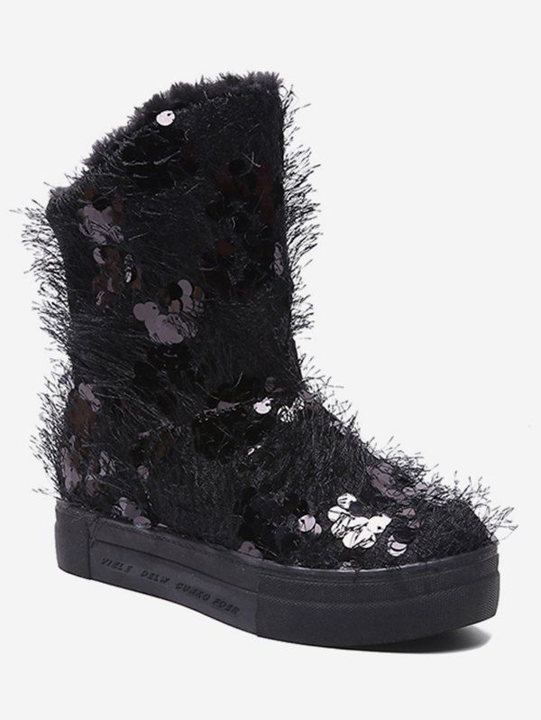 bottes de neige pailletée à mi - mollet | rosegal Noir ue bottes de neige pailletée à mi - mollet | rosegal Noir | ue 61aeb1