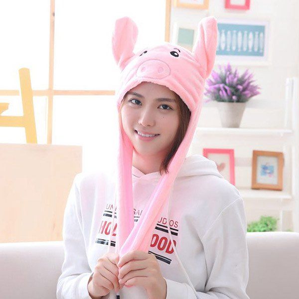

Year Gift Spring Festival Gift Pig Year Mascot Ear Moving Pig Hat, Multi-a