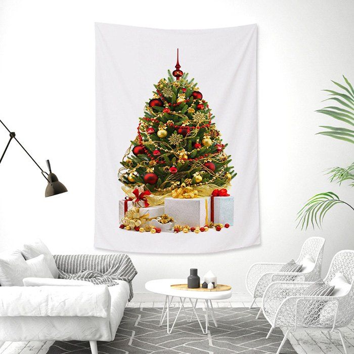 

Rectangular Christmas Tree Peach Tapestry Fabric Wall Hanging Mural Christmas Decoration Rag Blankets, Multi