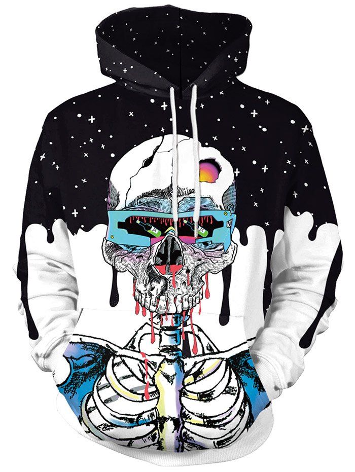 youth loose digital print pullover hoodie