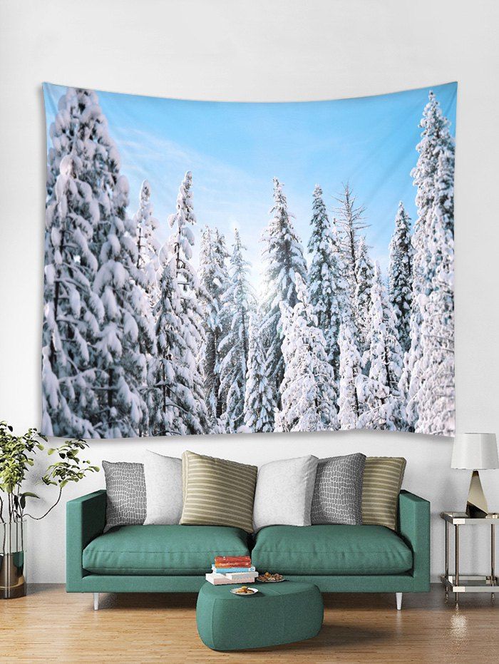 

Snow Forest Christmas Theme Tapestry Art Decoration, Light sky blue