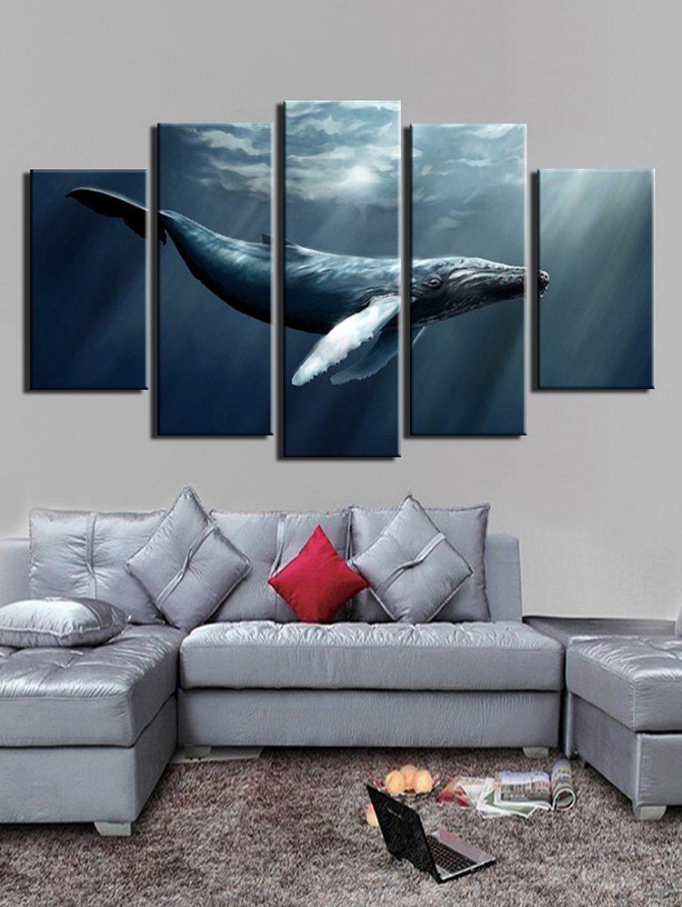 

Ocean Animal Print Unframed Split Canvas Paintings, Multi