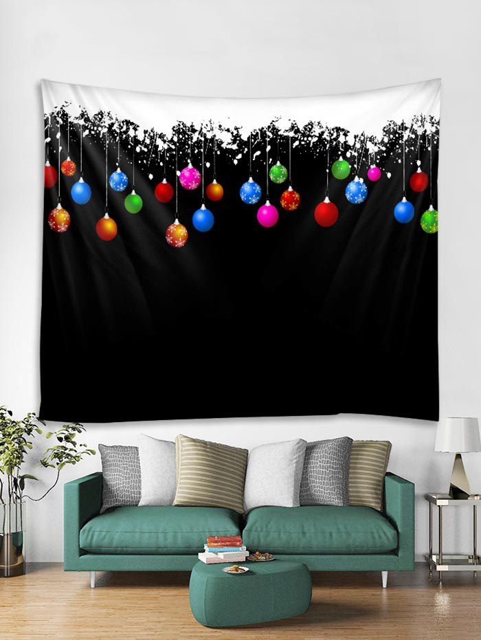 

Christmas Ball Print Tapestry Art Decoration, Black