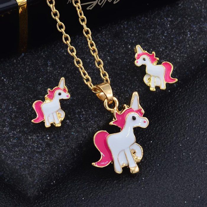 

Fashion Oil Creative Cartoon Horse Nail Necklace, Gold