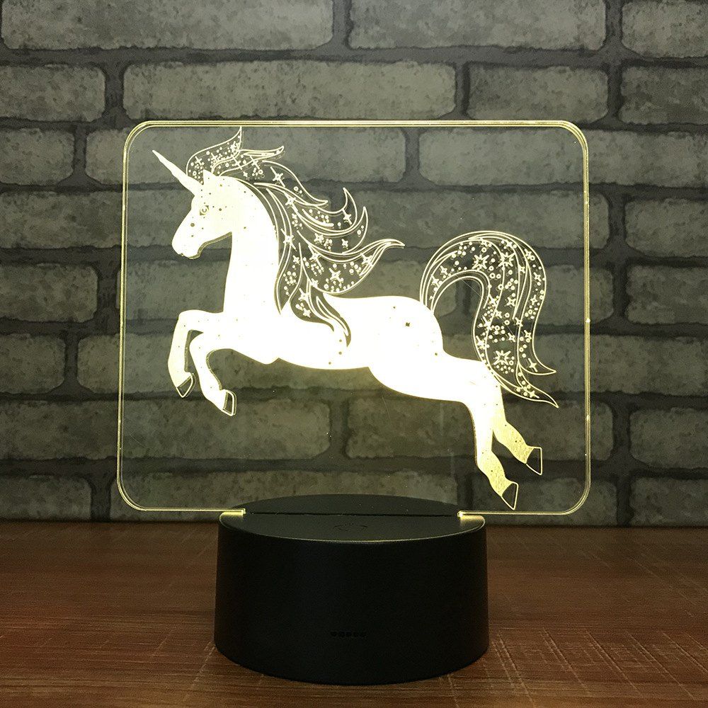 2019 Stylish Unicorn 3d Lights Visual Stereo Led Touch Desk Lamp Stylish Unicorn 3d Lights Visual Stereo Led Touch Desk Lamp