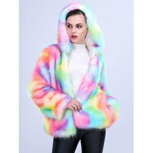 

One-piece Women Long Plush Fur Coat, Multi a
