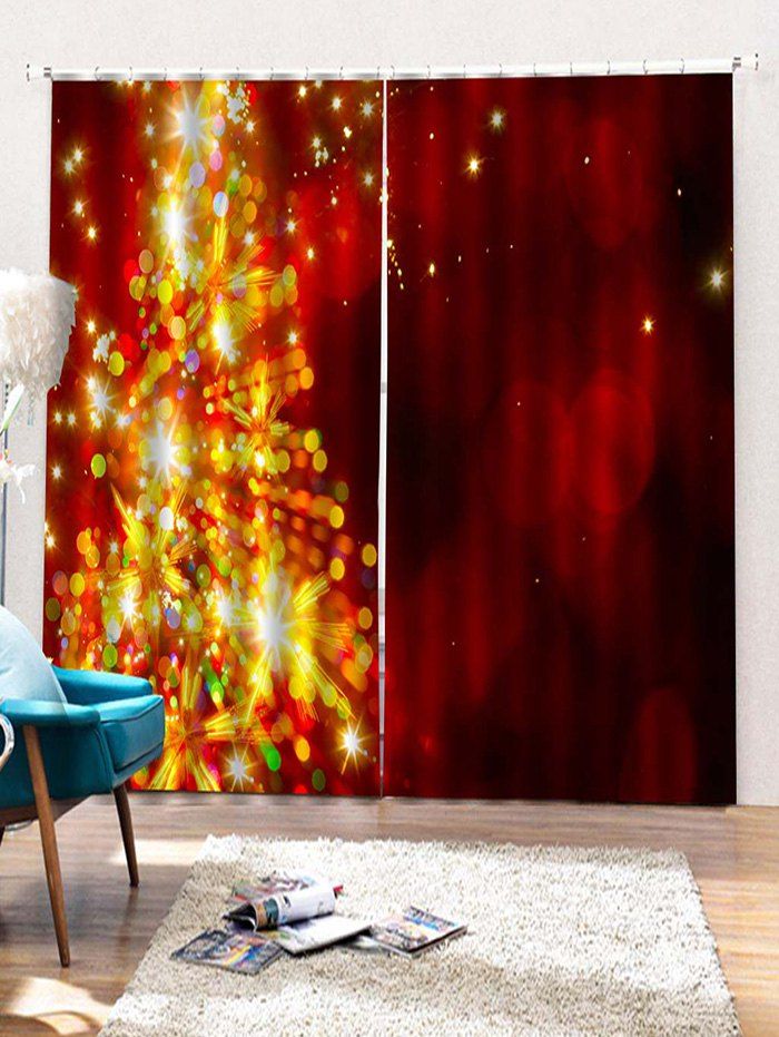 

2PCS Dazzling Pattern Window Curtains, Multi