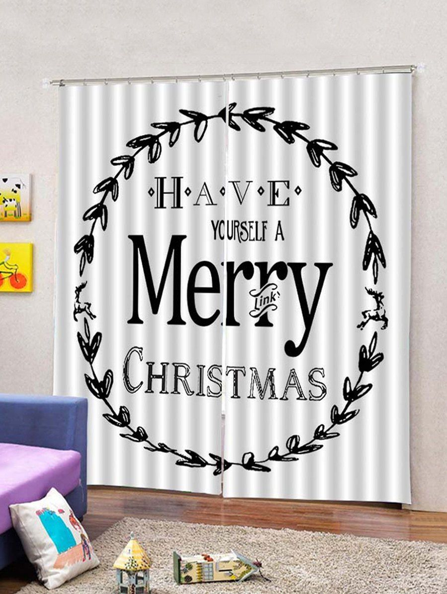 

Christmas Blessing Print 2 Panels Window Curtains, Multi